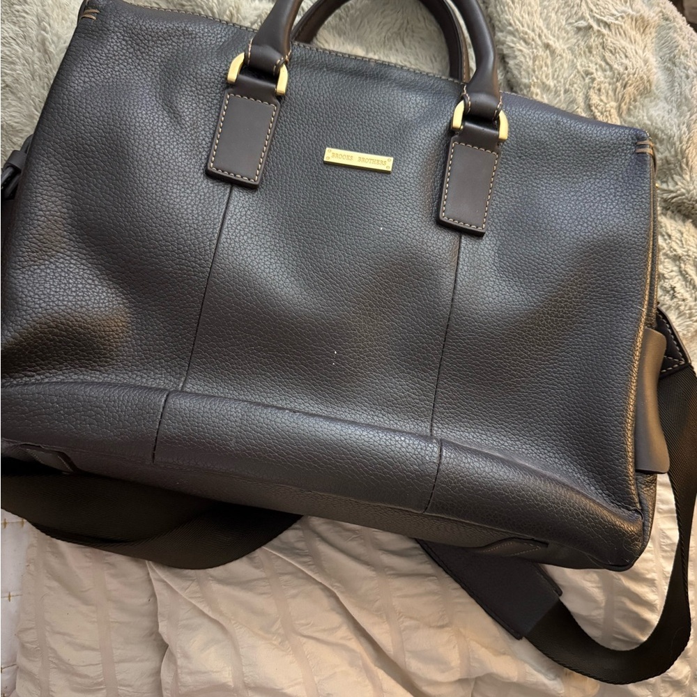 Vintage BROOKS BROTHERs Elegant Black Leather Men's Bag briefcase satchel